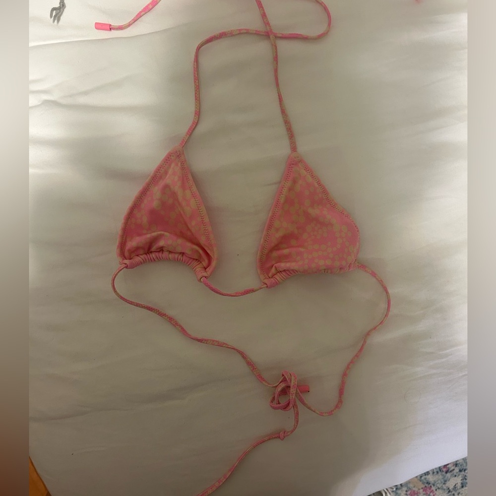 Triangl Swimwear Pink and Yellow Polka dot Bikini Top